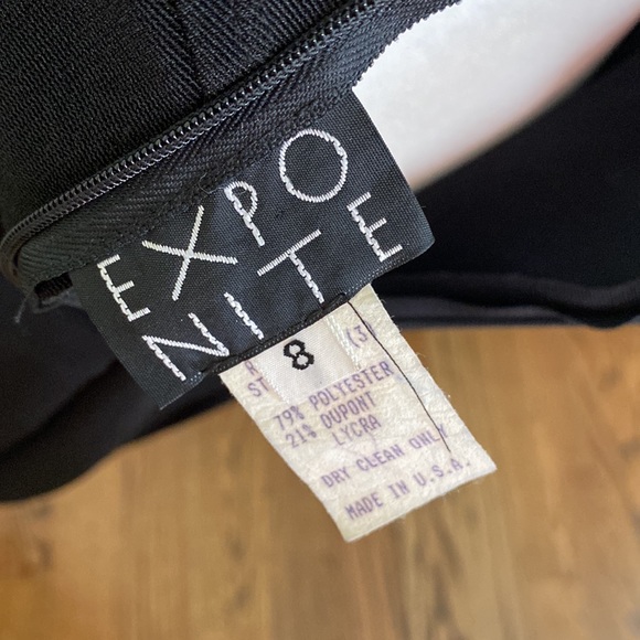 Black evening dress. Slit on left front. Strappy back with silver buckles. - Picture 4 of 8